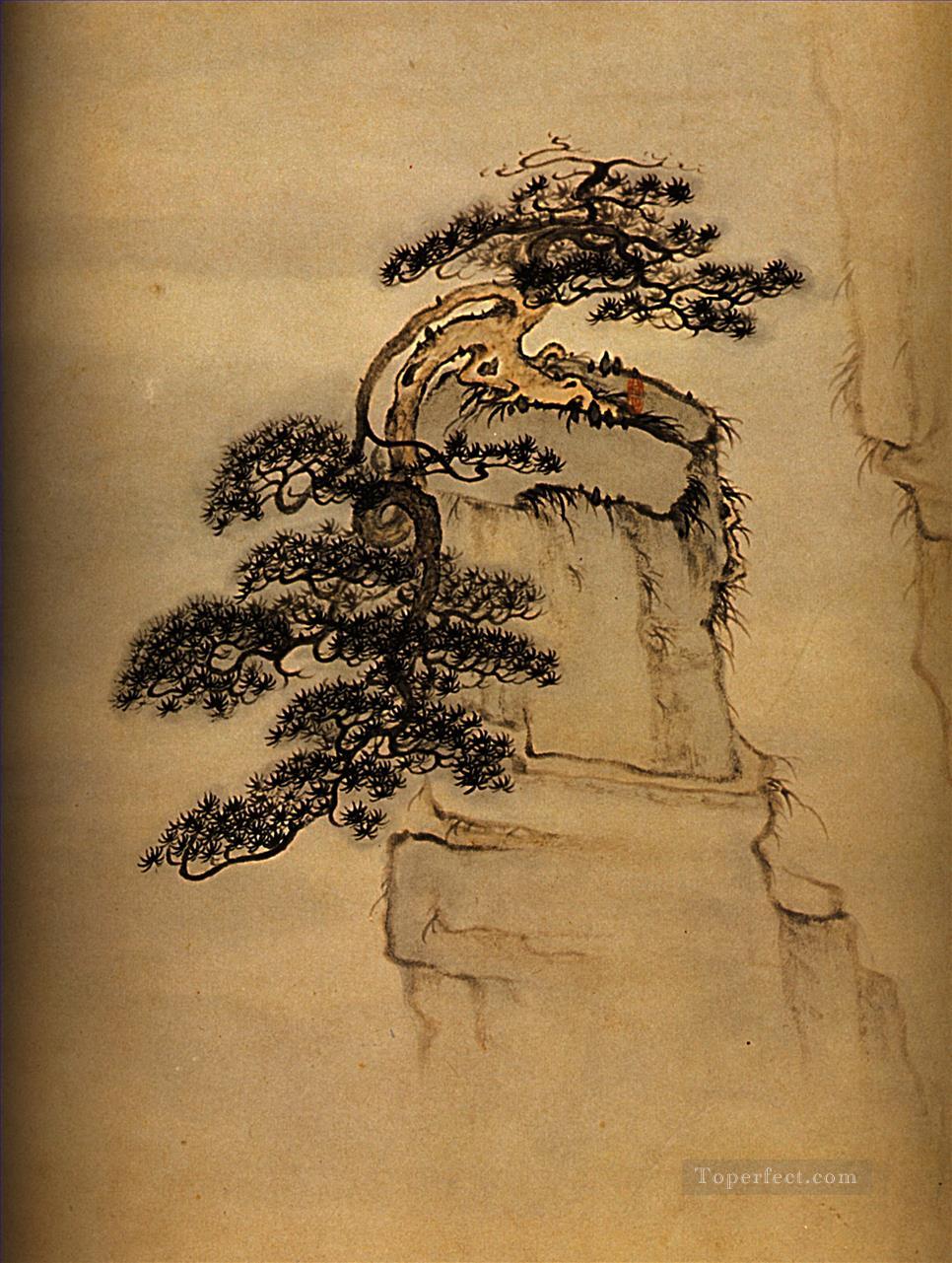Vista de Shitao del monte Huang 1707 tinta china antigua Pintura al óleo